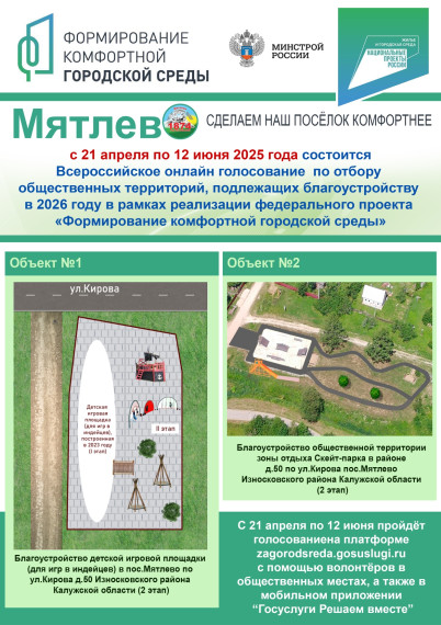 Мятлевцы выберут общественные территории для будущего благоустройства. Мятлевцы выберут общественные территории для будущего благоустройства.